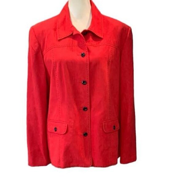 🔥🔥SALE🔥🔥Alfred Dunner Women's Red and Black Tailored Blazer Jacket - Picture 1 of 2